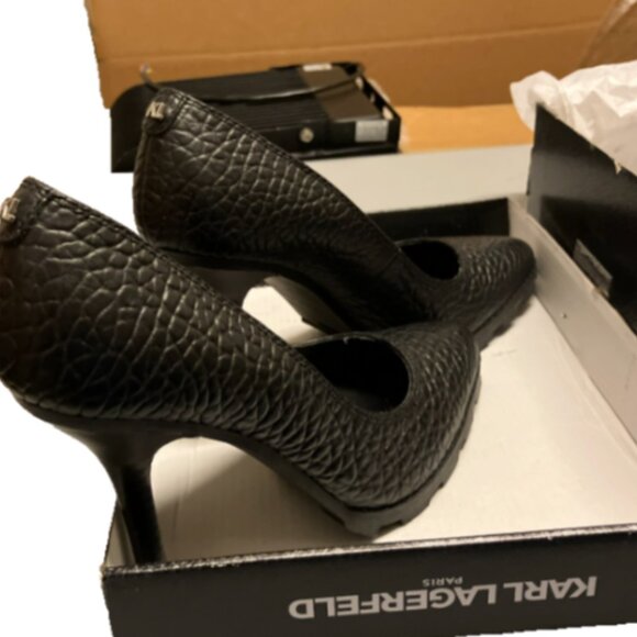 Karl Lagerfeld Women's Black Madelyn Slip On Pointed Toe Lug Sole Pumps 6.5 - Picture 8 of 9